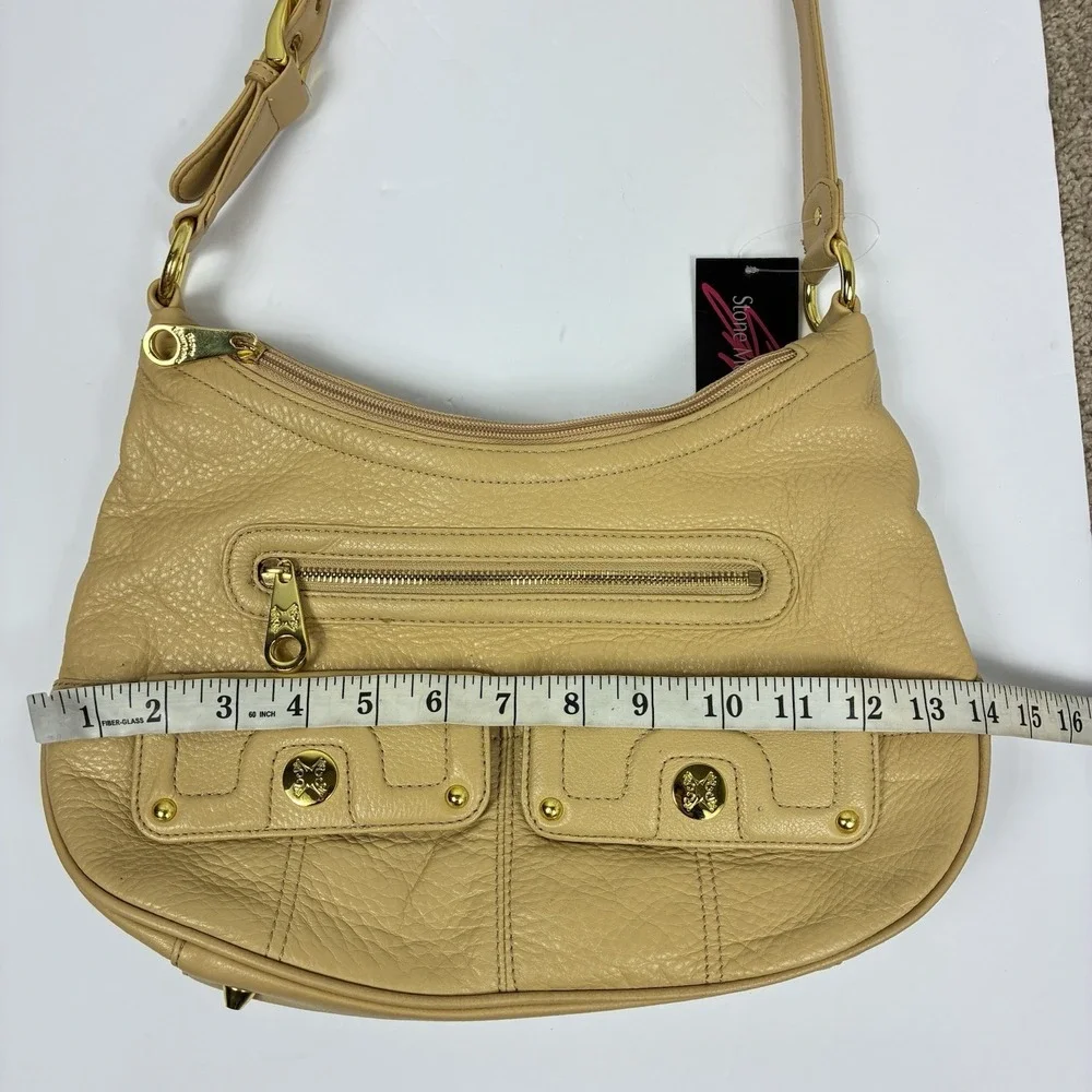 NEW Stone Mountain Genuine Soft Pebbled Leather Tan Shoulder Bag Classic Casual